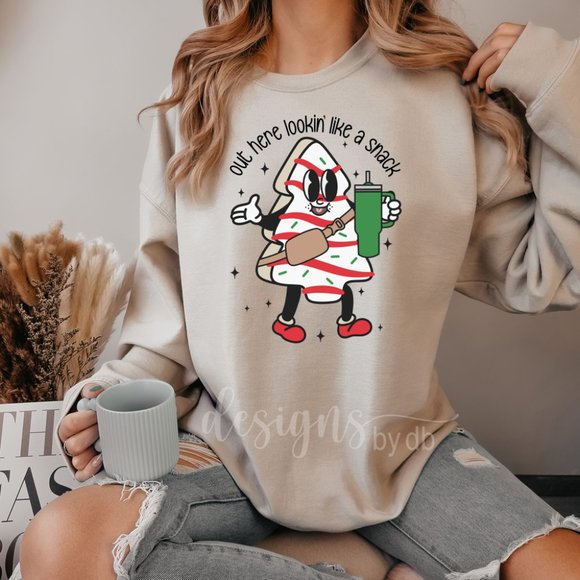 Christmas Cookie Out Here Lookin Like A Snack Shirt, Christmas Tree Cake Shirt - Picture 3 of 4